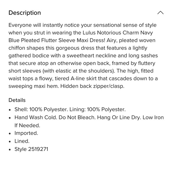 Lulus Notorious Charm Navy Blue Pleated Tiered Flutter Sleeve Maxi Dress NWT XL - Picture 15 of 16